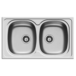 Lavello Cucina Pyramis Sparta 86x50 cm 2 Vasche Acciaio Inox con Piletta