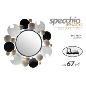 PASSIONE CASA Specchio Tondo Decorativo da Parete Moderno in Metallo Oro Nero e Bianco 67X65Cm Passione Casa 776687