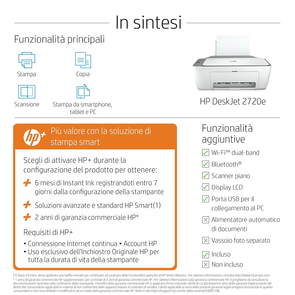 Stampante Scanner wifi HP connessione stampa con tablet/smartphone 