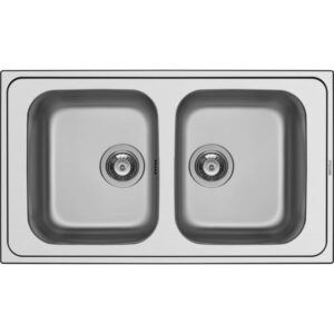 PYRAMIS Lavello 2 vasche Fedra 107162430 in Acciaio Inox spazzolato