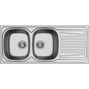 PYRAMIS Lavello 2 vasche con gocciolatoio Sparta 100150630 in Acciaio Inox spazzolato