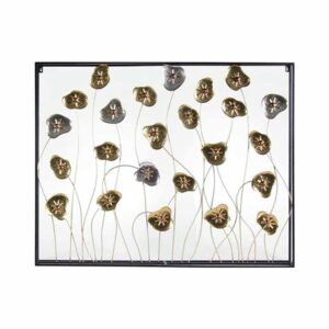 PASSIONE CASA Quadro decorativo in Metallo con Fiori oro e argento Cornice nera  115X8X90 Cm Passione Casa 773709