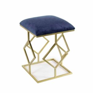 PASSIONE CASA Pouf 35 x 35 x h45 Cm con struttura in Metallo finitura Oro e cuscino imbottito Blu in Velluto Passione Casa 780080