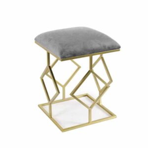 PASSIONE CASA Pouf 35 x 35 x h45 Cm con struttura in Metallo finitura Oro e cuscino imbottito Grigio in Velluto Passione Casa 780127