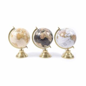 Mappamondo con Base oro in Ottone e Legno Colori Assortiti 33,5 cm Mercury 18471