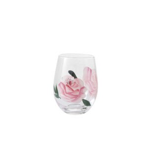 Set 2 Bicchieri Tumbler in vetro con decori fatti a mano linea Flora Rosa Livellara 72018007