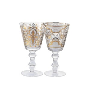 Set 2 Calici Vino con decori in Oro linea Damasco Livellara 72010001