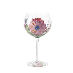 Set 2 Calici in vetro con decori fatti a mano linea Flora Primavera 100% Made In Italy Livellara 72019003
