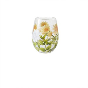 Set 2 Bicchieri Tumbler in vetro con decori fatti a mano linea Flora Dalia 100% Made In Italy Livellara 72018001