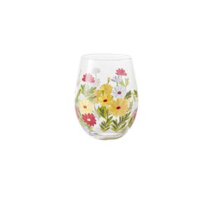 Set 2 Bicchieri Tumbler in vetro con decori fatti a mano linea Flora Prato In Fiore 100% Made In Italy Livellara 72018004