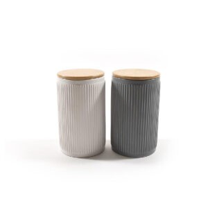 Barattolo h20 Cm ASSORTITO in Ceramica con tappo in Bambu' Mercury 11524