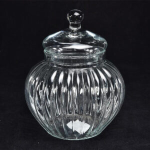 Potiche in Vetro Trasparente Rigata 13 x H20Cm linea Striped Mercury 32559