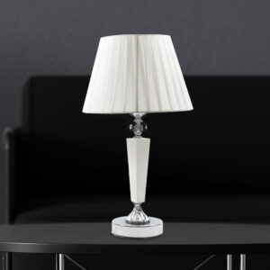 Lampada linea Crystal in Metallo Bianco e gambo sfaccettato in Vetro 26 x 46 Cm Mercury 14972