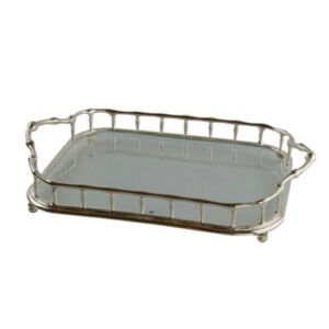 Vassoio in Sheffield e Vetro 34x27xh7 Cm Royal Family 0400200
