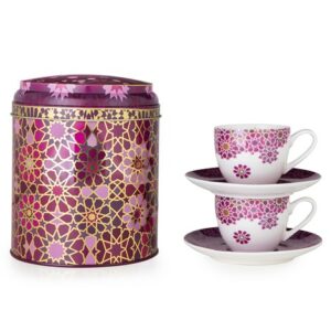 Livellara Set 2 Tazzine con piattino e scatola in latta Moucharabieh Parme POR-922012