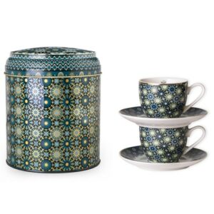 Livellara Set 2 Tazzine con piattino e scatola in latta Andalusia POR-922032