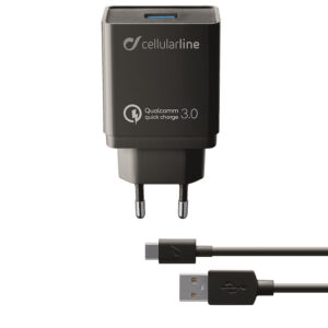 Cellularline Caricabatterie Usb C NERO ACHHUKITQCTYCK