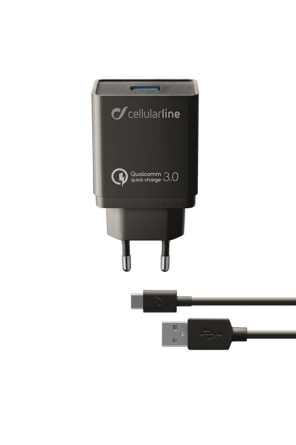Cellularline Caricabatterie Usb C NERO ACHHUKITQCTYCK