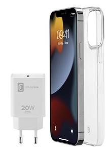 Cellularline Kit Caricabatterie Rete + Cover Iphone 13 Pro Max Trasp. STARTKITIPH13PRM