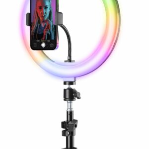 Cellular Line Selfie Ring con Anello Led Rgb e Supporto per Smartphone SELFIERINGPROMULTK