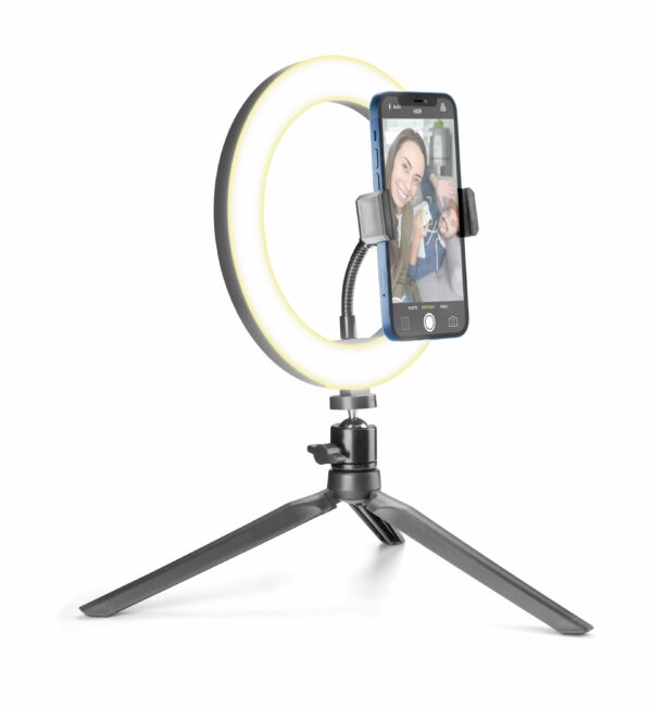 Cellular Line Selfie Ring con Anello Led e Supporto per Smartphone SELFIERINGK
