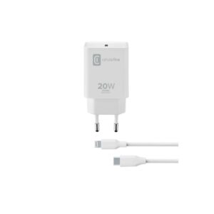 Caricabatterie Rete per Apple 20W Power Delivery + Cavo Bianco CellularLine ACHIPHKITC2LMFI20W
