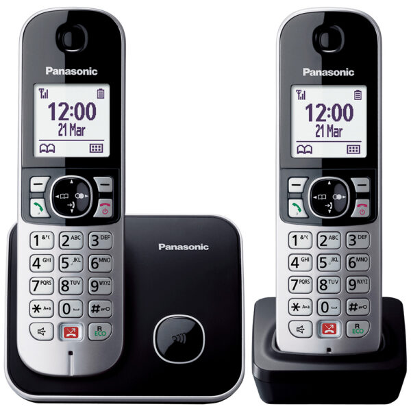 Panasonic Cordless Twin 1.8 50Mem. C Bloccoc. V.Voce Nero KXTG6852JTB 2