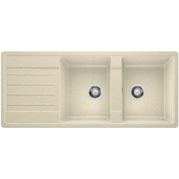 Blanco Lavello Sintetico 2 Vasche con con Gocciolatoio Sx Legra 8S 116x50cm Avena