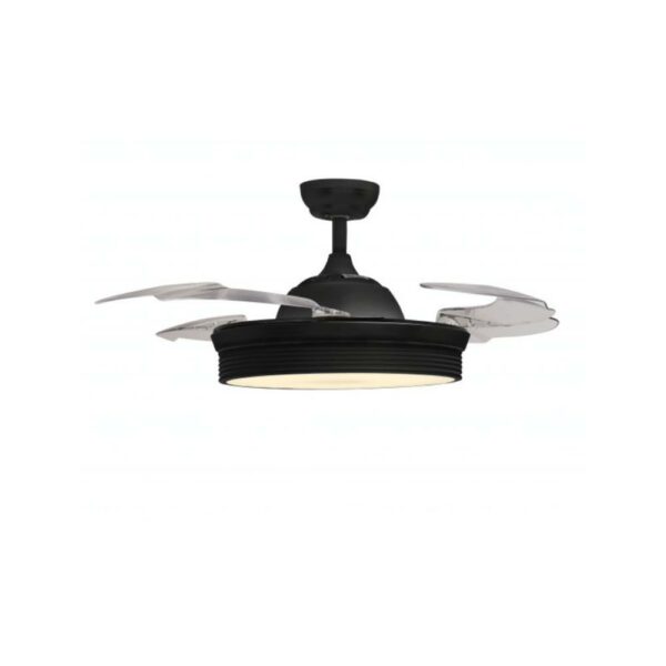 zephir zfl4106n ventilatore a soffitto con 4 pale a scomparsa trasparenti luce led 36w telecomando e timer reversibile nero
