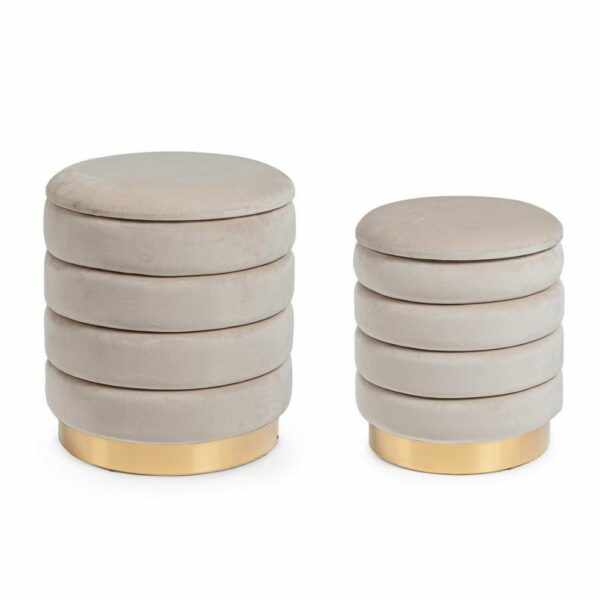 Bizzotto Set 2 Pouf Contenitore Darina Beige 0720594