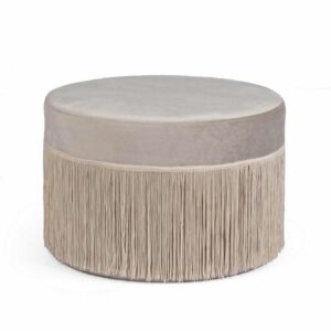 Pouf in Velluto Grigio Chiaro