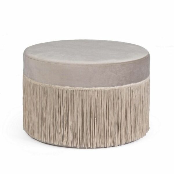 Pouf in Velluto Grigio Chiaro