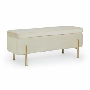 Panca Contenitore in velluto Beige Irina Naturale Bizzotto 0721575