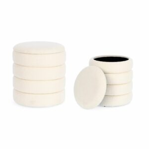Bizzotto Set 2 Pouf Contenitore Katerina Bianco Bouclè 0721628