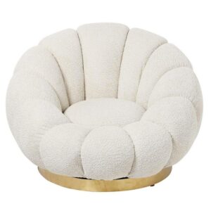 Poltrona Bouclé Girevole Florel Bianco Bizzotto 0743876