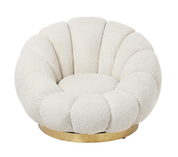 Poltrona Bouclé Girevole Florel Bianco Bizzotto 0743876