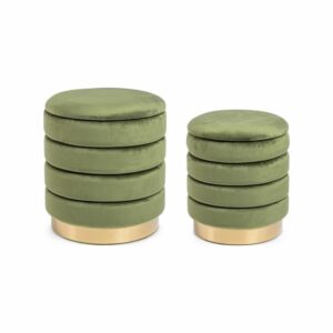 Bizzotto Set 2 Pouf Contenitore Darina Olive 0720592
