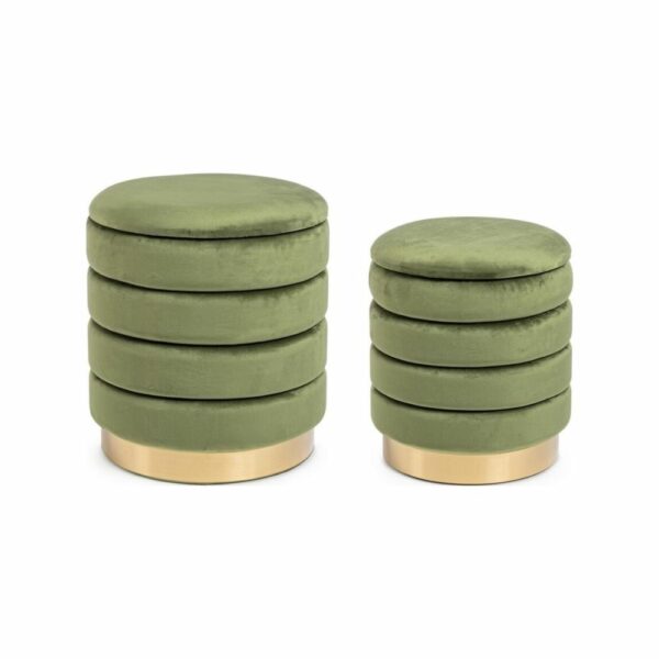 Bizzotto Set 2 Pouf Contenitore Darina Olive 0720592