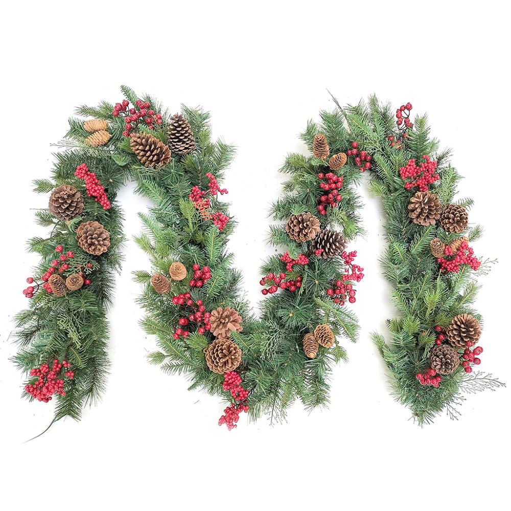 Clare Florist Classic Yuletide - Ghirlanda Natalizia Con Pigne E Agrifoglio, Decorazione Fai Da Te Per Interni, Diametro 34 Cm