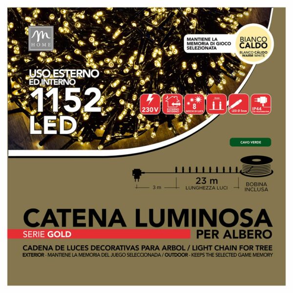 Mercury Filo 1152 Minilucciole Led da Esterno Bianco Caldo 23,04Mt + 3Mt Cavo Verde 87648