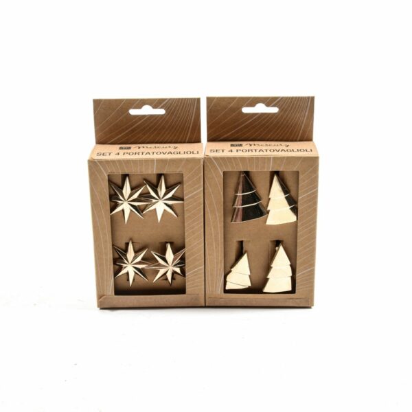 Mercury Set 4 Portatovaglioli in Metallo Oro DECORO CASUALE 55084