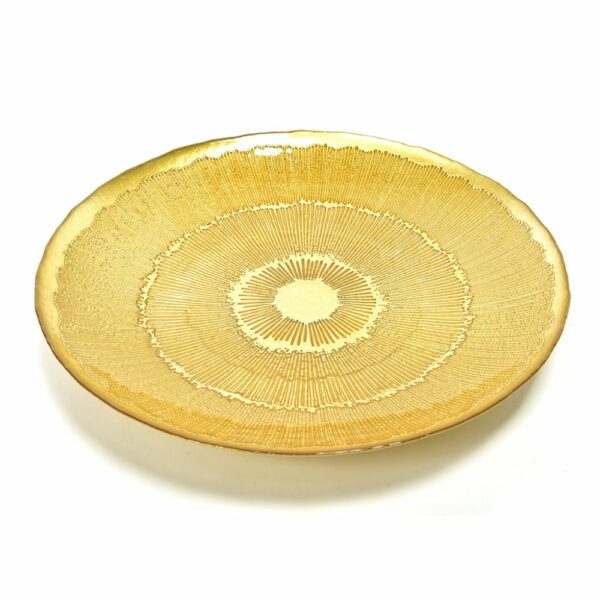 Mercury Centrotavola Tondo Lines in Vetro Oro 40xH6Cm 97381