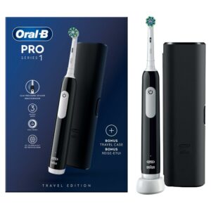 Oral B Spazzolino Elettrico Pro 1 Nero con Travel Case PRO1BLACKTRAVELCASE