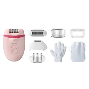 Philips Epilatore 2 Velocità 7 Accessori Rosa BRE285
