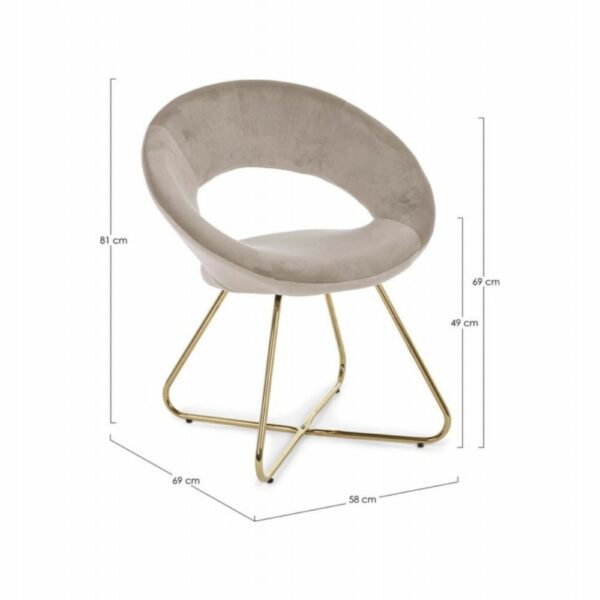 bizzotto poltrona vanity in velluto tortora e oro4