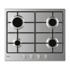 Candy Timeless CEL6PBRX Piano Cottura a Gas 4 Fuochi Acciaio Inox 59 cm
