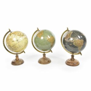 Mappamondo con Base in Legno H32,5 Cm Decoro CASUALE Mercury 98661