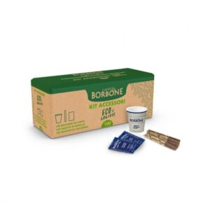Caffè Borbone Kit Ecologico 50 Bicchieri + 50 Palette + 50 Bustine Zucchero MASTKITACC10X50