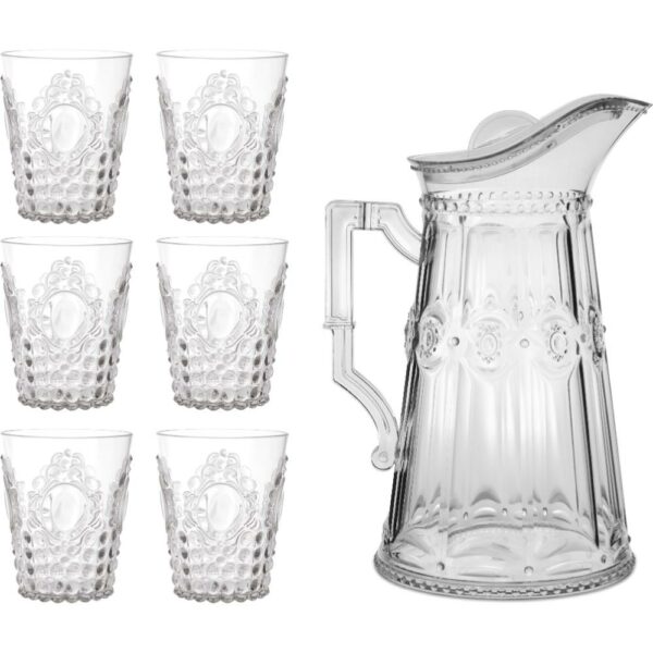 Set 6 Bicchieri Acqua + Brocca Trasparente Baroque & Rock Baci Milano STWAT.BAR08