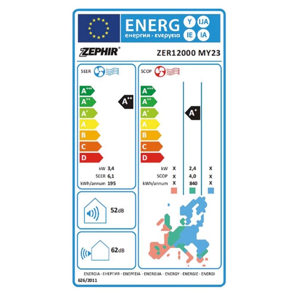condizionatore zephir mono btu zer eer cop a a 25032275 energyclass